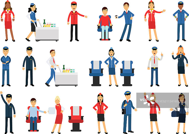 飞机上的飞行员和空姐图片素材