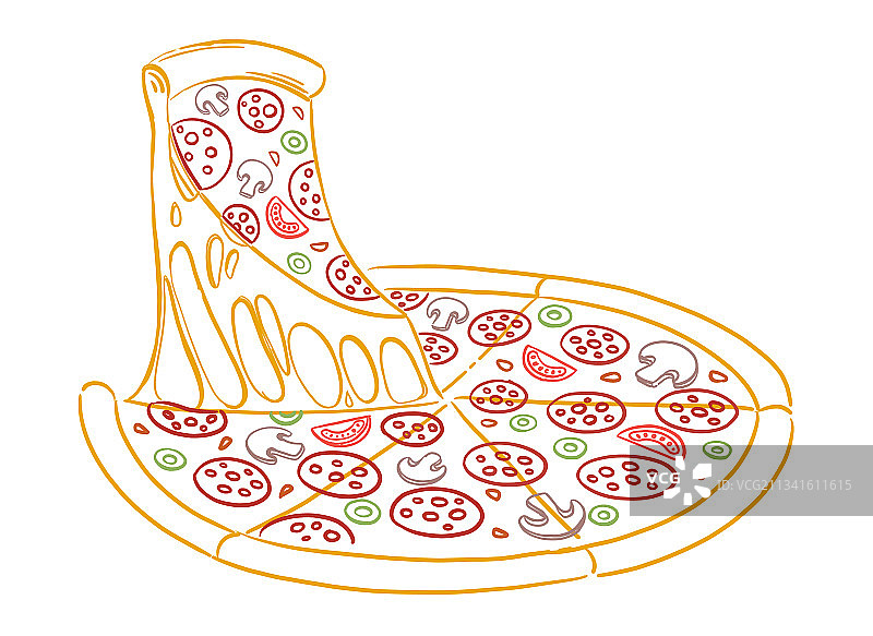 手绘奶酪披萨切片图片素材