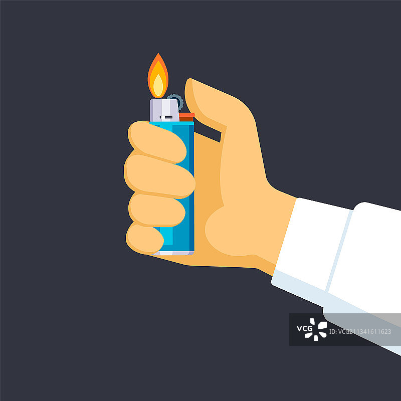 手持打火机快速点燃图片素材