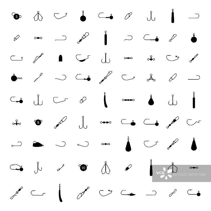 不同的旋转钓鱼配件图片素材