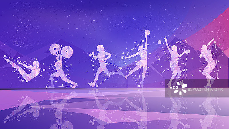 横版炫丽抽象背景运动人物矢量插画图片素材