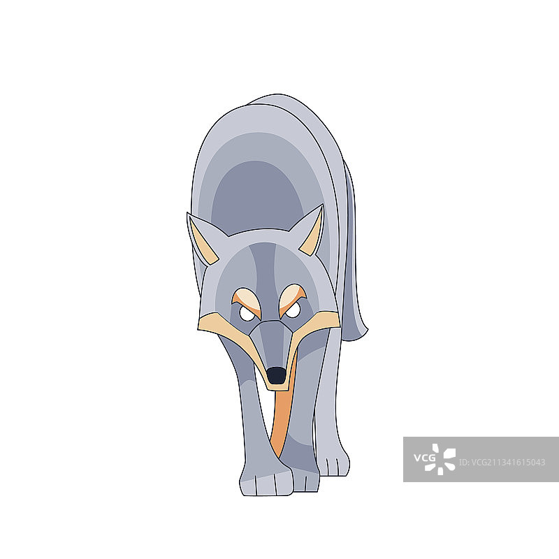 狼直视行走卡通角色图片素材