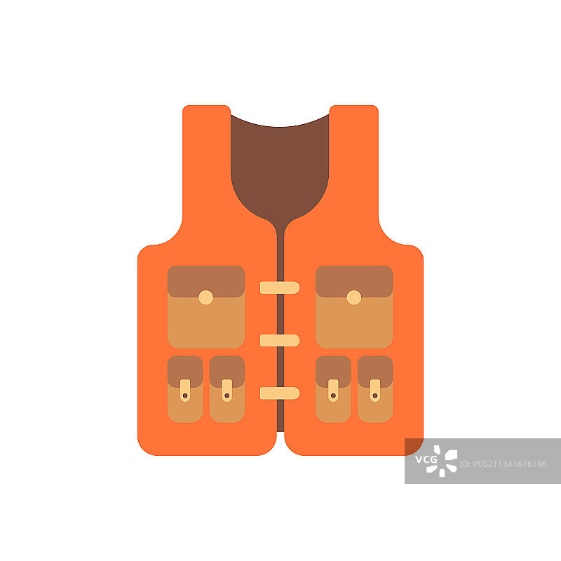 橙色救生衣安全救生背心（扁平风格）图片素材