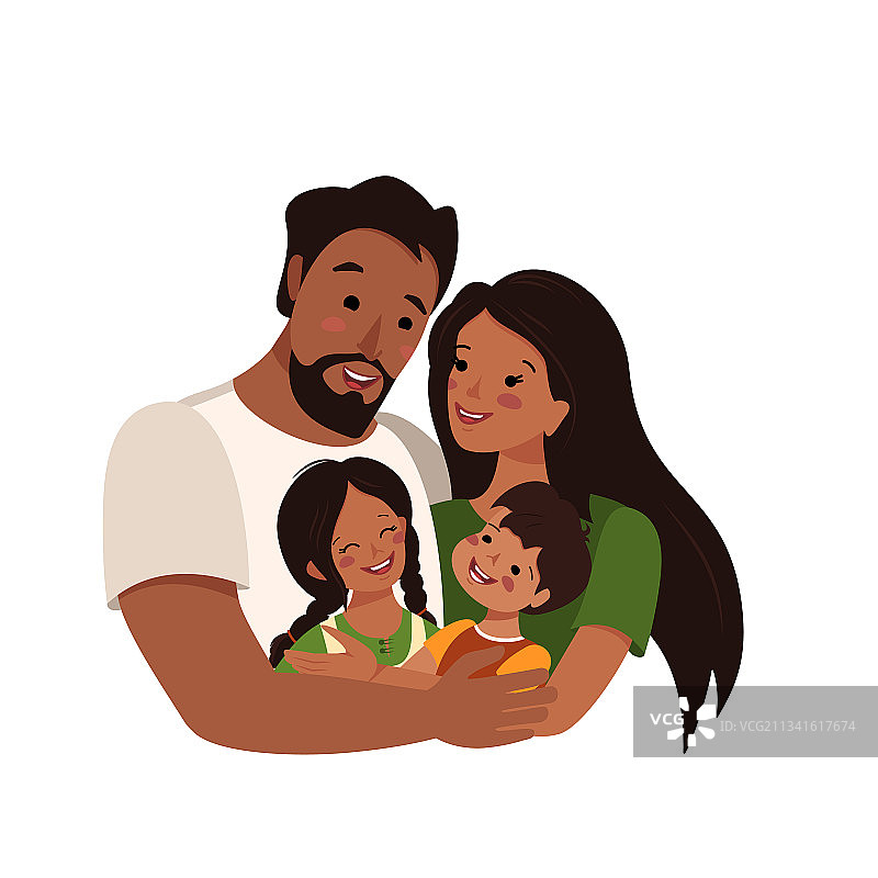 快乐的非裔美国人或拉丁裔家庭图片素材