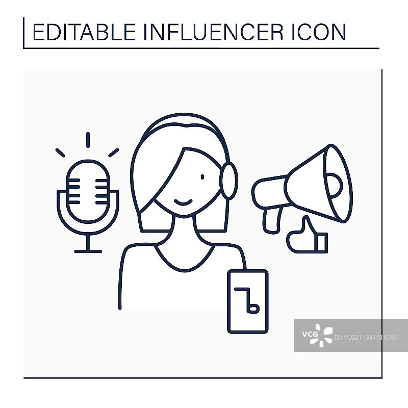 播客主播线性图标图片素材