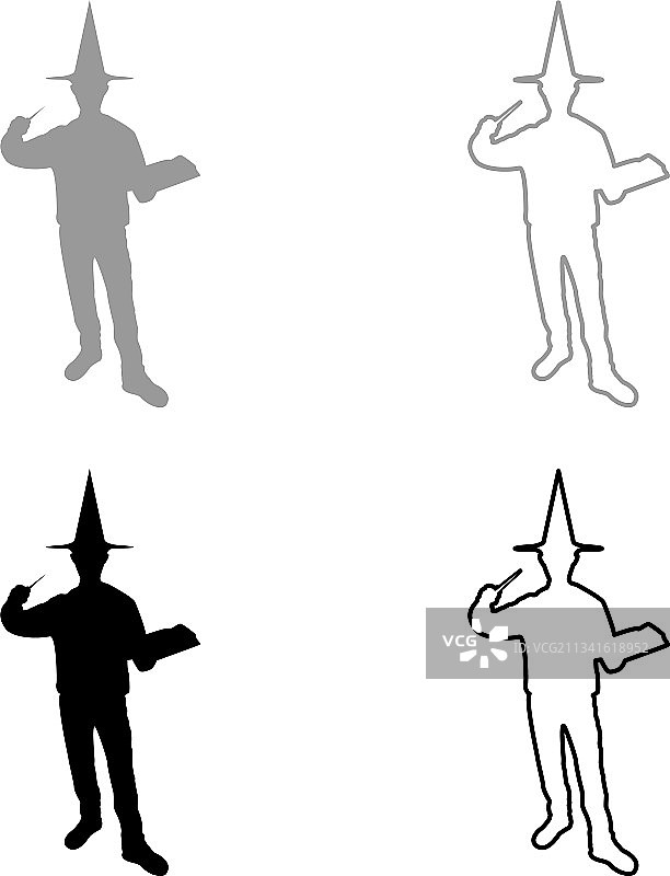 巫师挥舞魔法棒戏法书图片素材