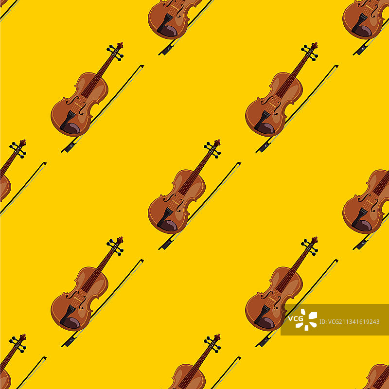 黄色背景上的小提琴图片素材