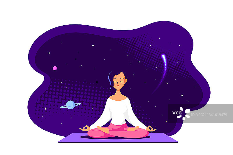 年轻女子莲花坐姿冥想图片素材