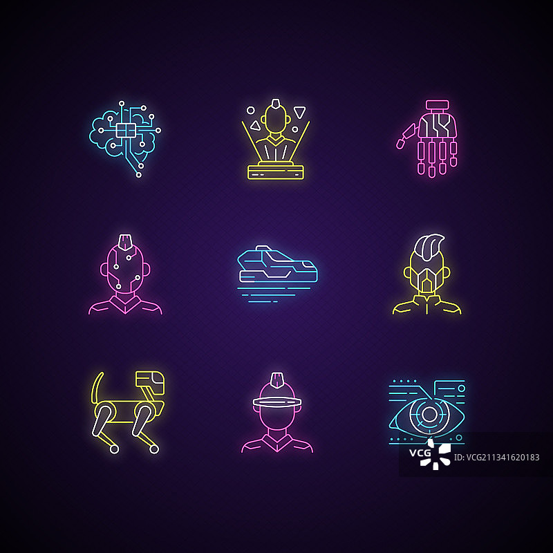 赛博朋克霓虹灯图标图片素材