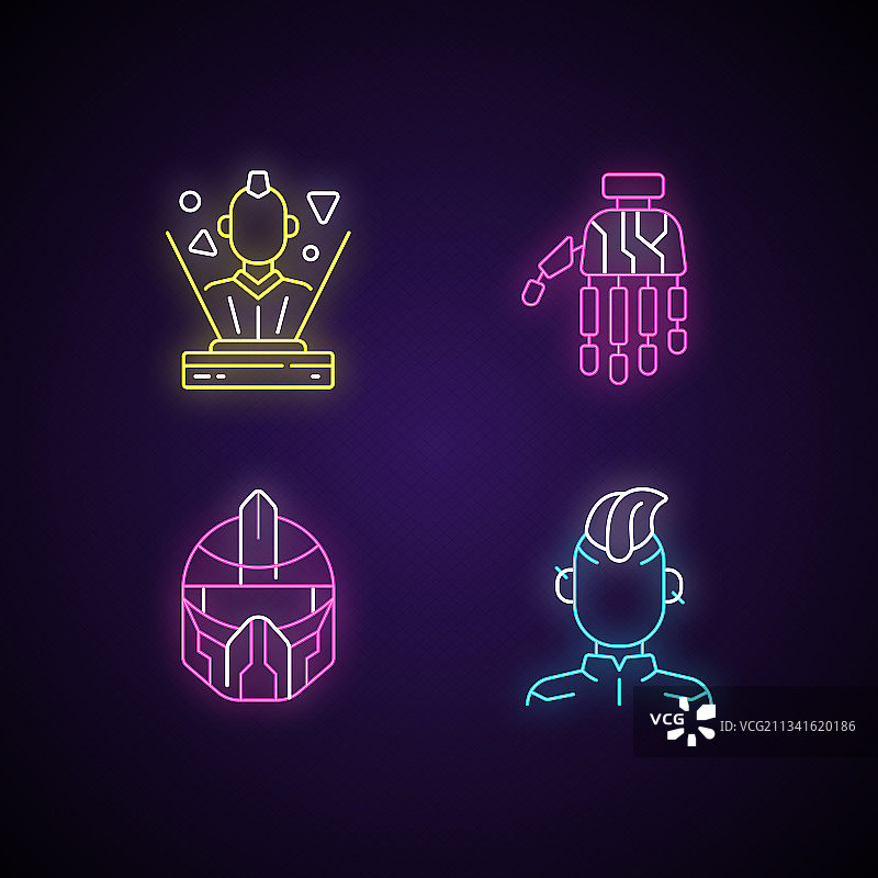 人体赛博朋克增强霓虹灯图片素材