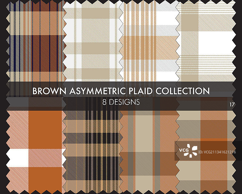 棕色不对称格子无缝图案合集图片素材