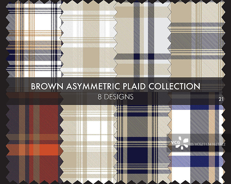 棕色不对称格子无缝图案合集图片素材