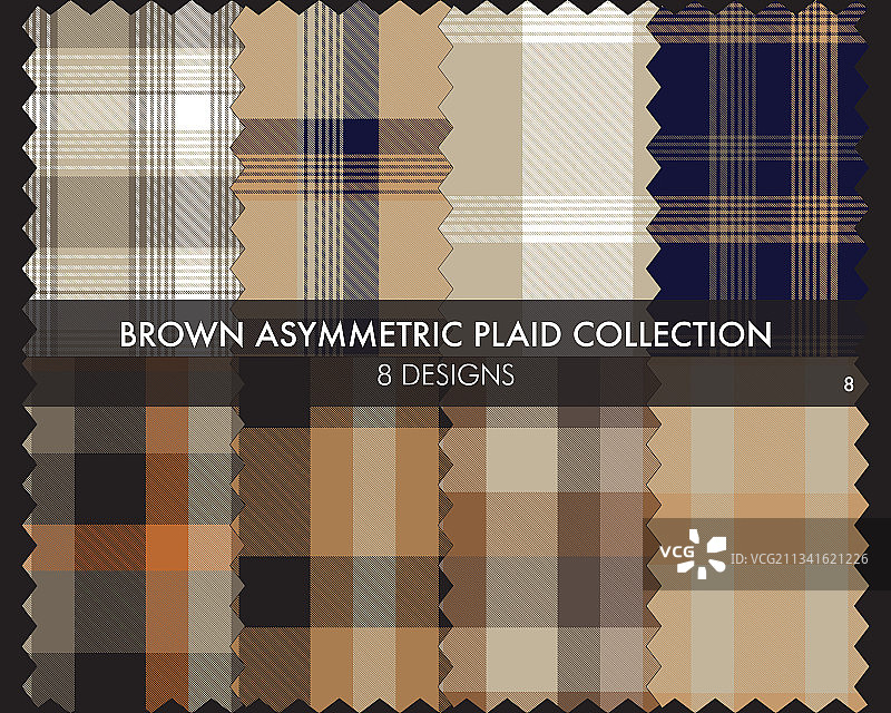 棕色不对称格子无缝图案合集图片素材