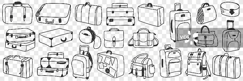 行李箱旅行涂鸦套装图片素材