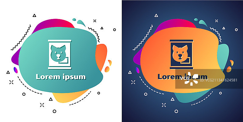 白色罐头食品图标，在白色和蓝色背景上隔离图片素材