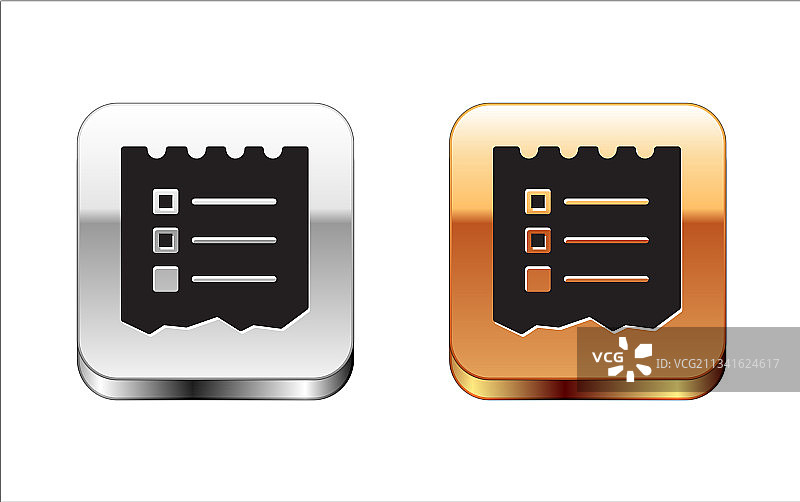 白色背景上的黑色购物清单图标图片素材