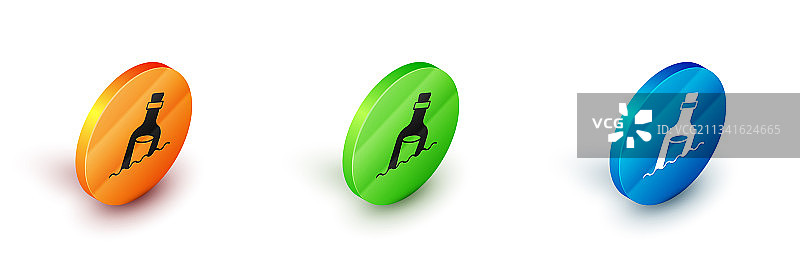 水中装有信息的2.5D玻璃瓶图片素材