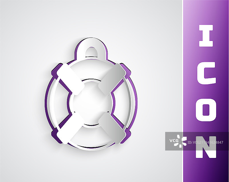 灰色背景上的纸质救生圈图标图片素材