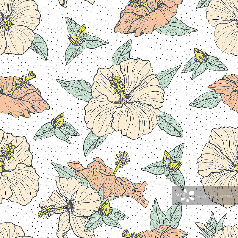 线条艺术复古柔和无缝图案图片素材