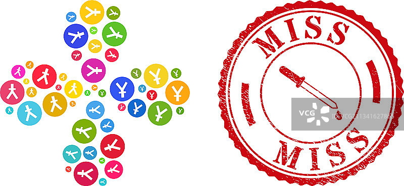 纹理橡胶印章和人民币硬币图片素材