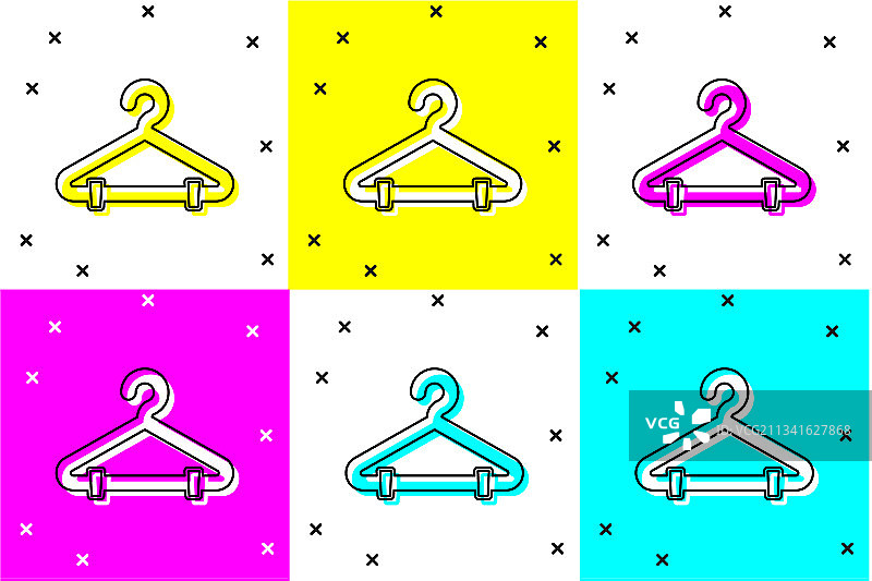 衣架衣柜图标，彩色背景图片素材