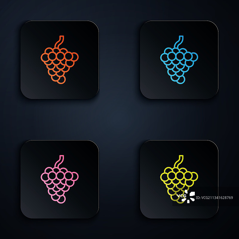 彩色霓虹灯线条葡萄图标图片素材