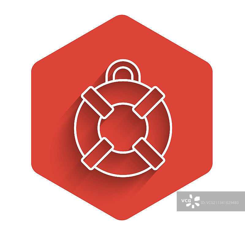 带有阴影的白色线条救生圈图标图片素材