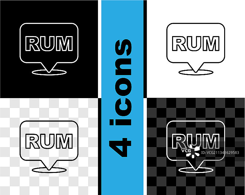 线性酒精饮品、朗姆酒瓶图标图片素材