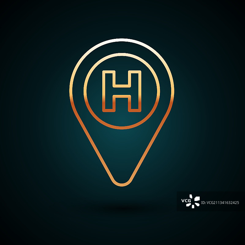 金色线条直升机停机坪图标图片素材