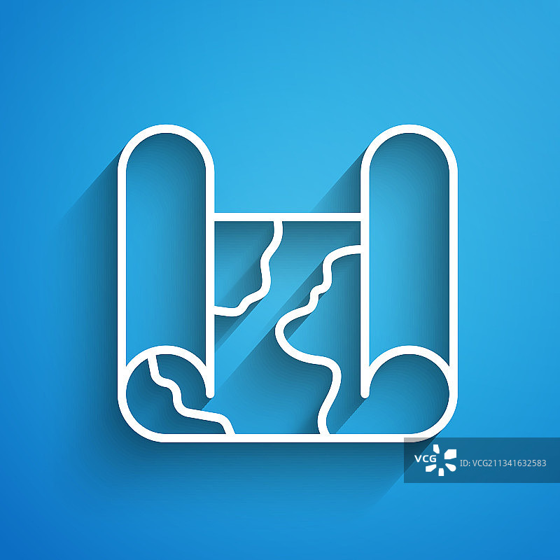 蓝色背景上的折叠地图图标图片素材