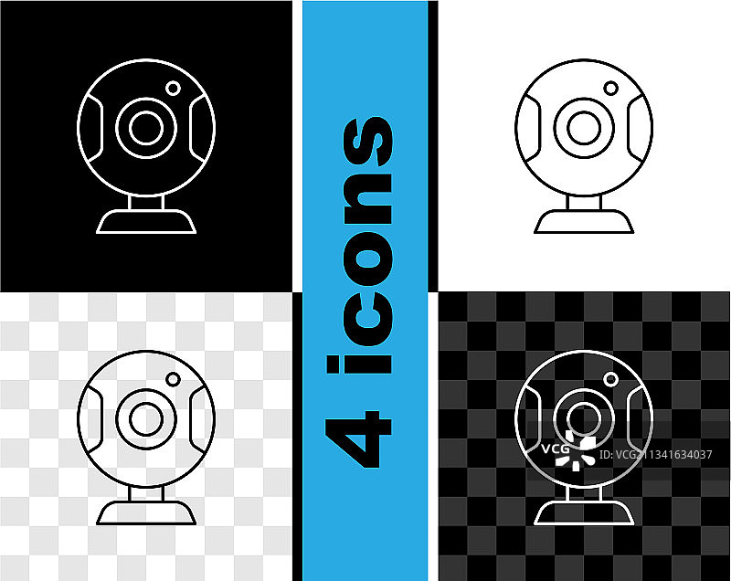 黑色背景上的网络摄像头图标图片素材