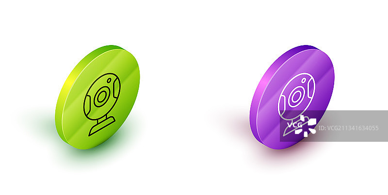 白色背景上的2.5D线条网络摄像头图标图片素材