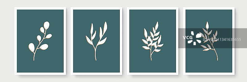 大地色系植物墙艺术套装图片素材