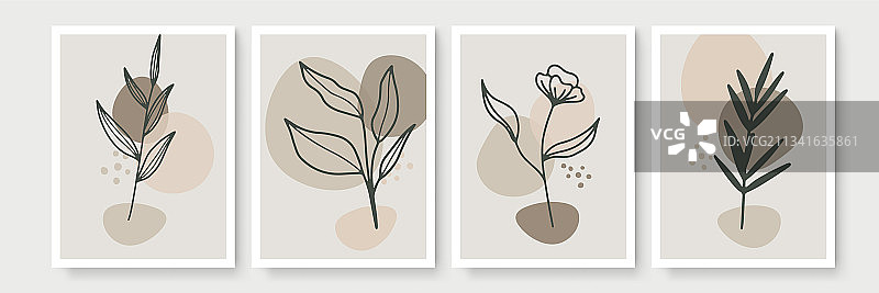 大地色系植物墙艺术套装图片素材