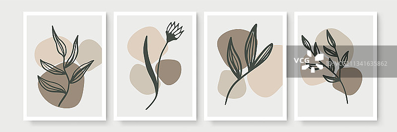 简约自然植物墙壁艺术图片素材