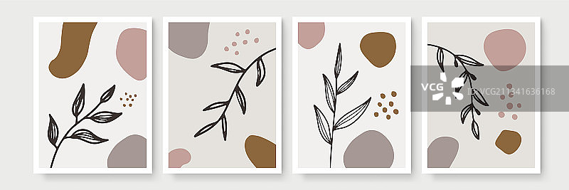 简约自然植物墙壁艺术图片素材