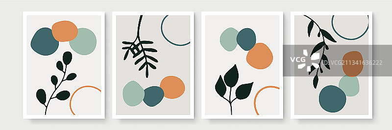 简约自然植物墙壁艺术图片素材