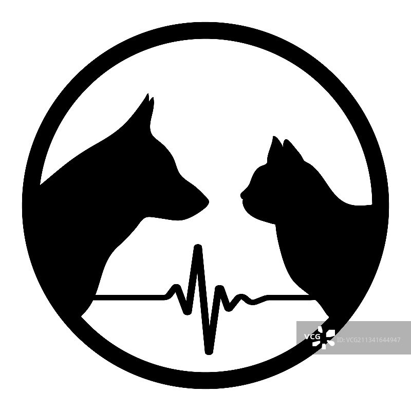 宠物剪影标志：猫和狗图片素材