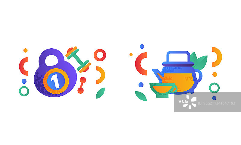 健康生活方式：均衡饮食食物符号图片素材