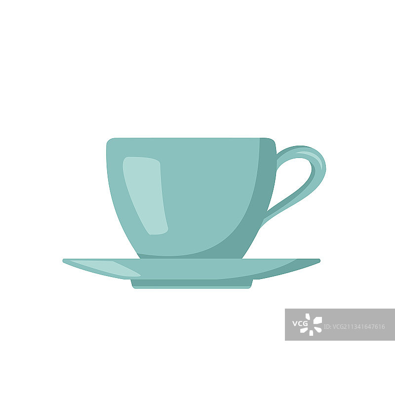 茶杯和茶碟厨房用具图标图片素材