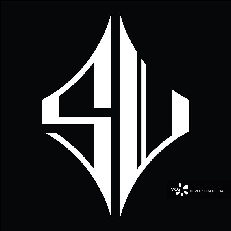 钻石形状SJ字母组合标志设计图片素材