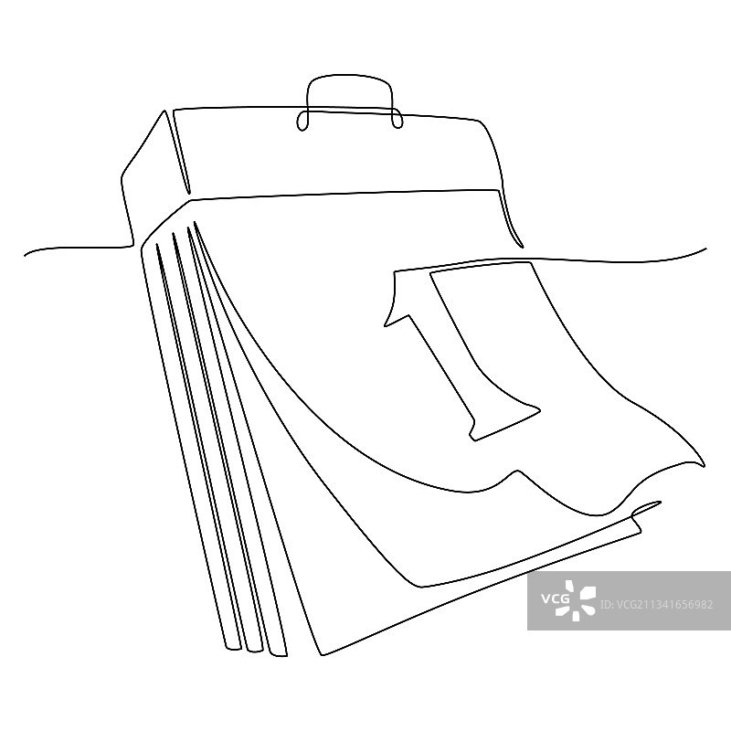 连续线条画日历图片素材