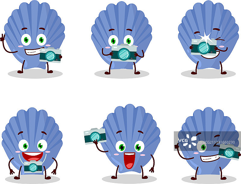 摄影师职业表情：蓝色贝壳图片素材