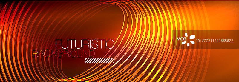 暗抽象背景与发光的霓虹灯圈图片素材