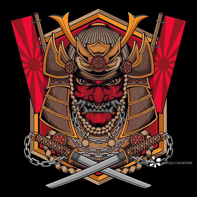 传统武士面具标志图片素材