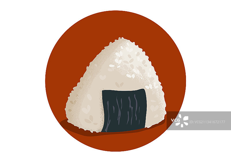 红色背景上的日式饭团图片素材