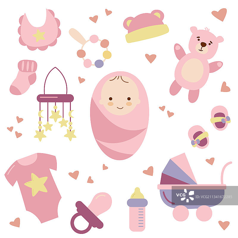 生日女孩元素套装图片素材