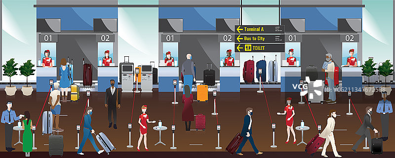 机场工作人员办理登机手续图片素材