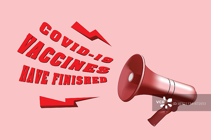 关于新冠疫苗的红色扩音器公告图片素材