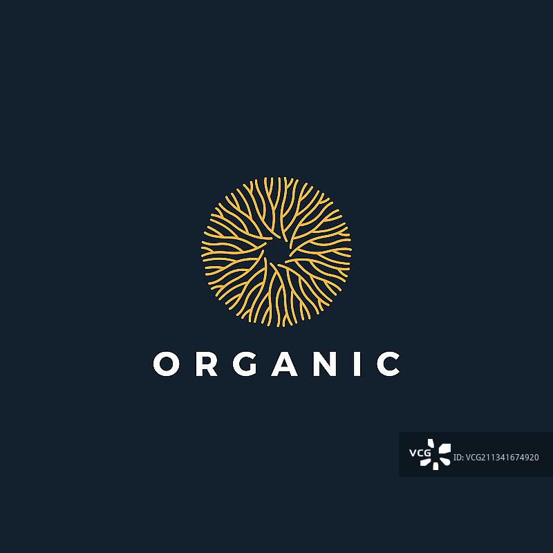 有机树枝装饰O字母标志图片素材